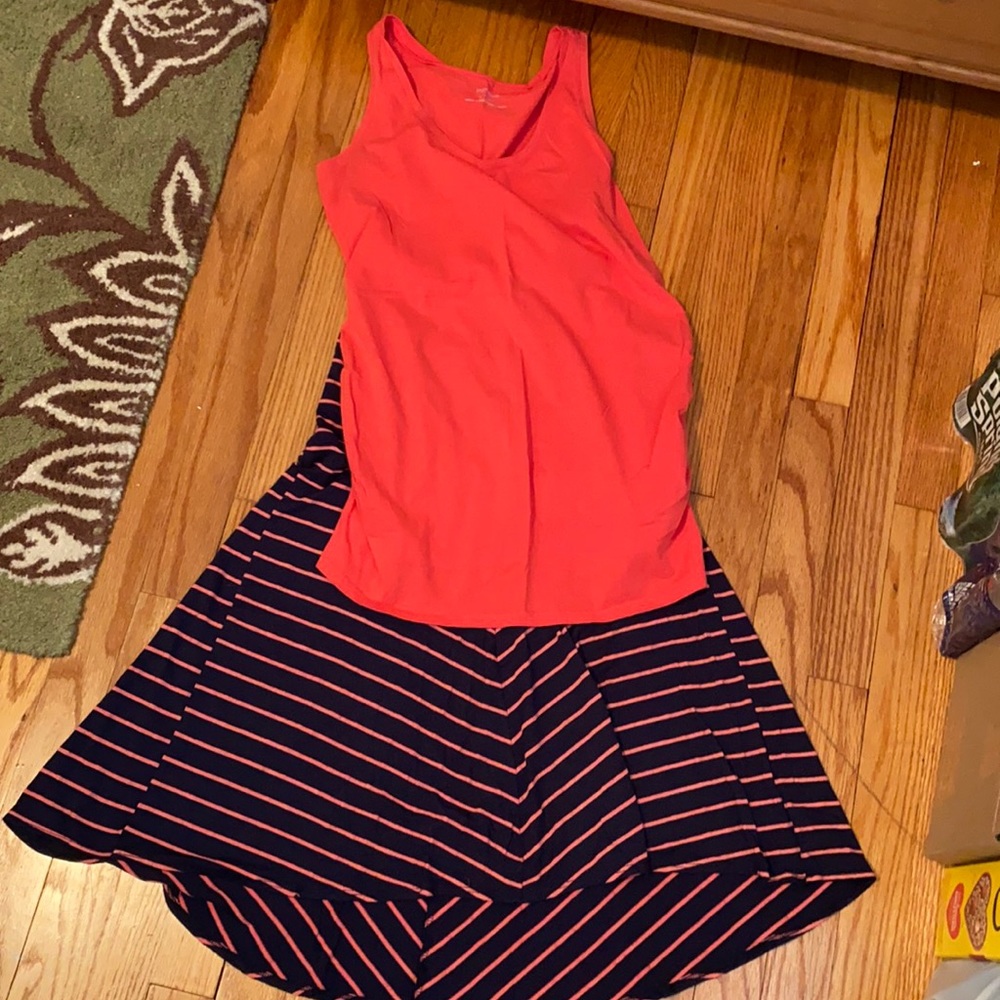 Motherhood tank top and skirt outfit